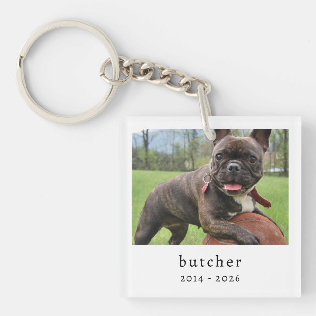 Pet Memorial Remembrance Photo Square  Key Ring (Front)