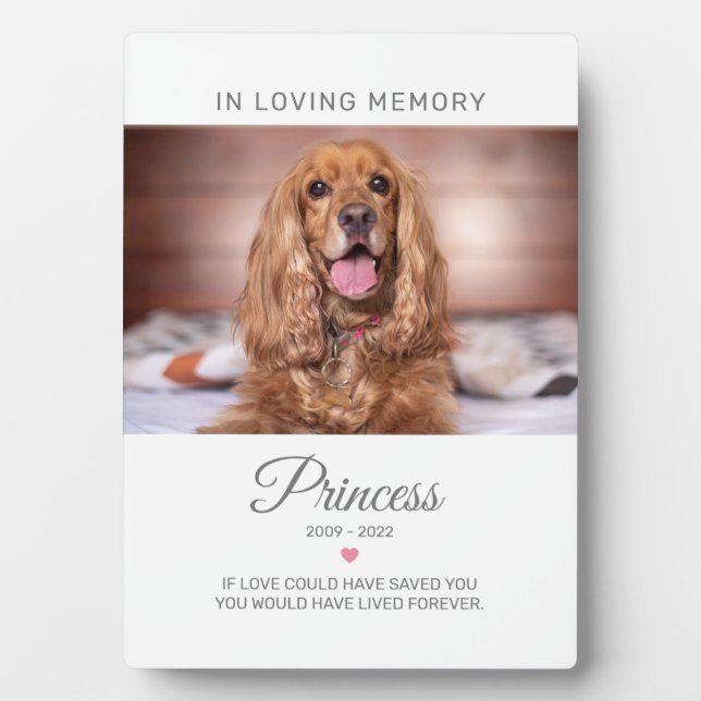 Pet Memorial Remembrance Quote Photo Plaque (Front)