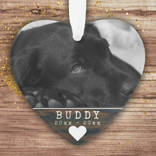 Pet Memorial Rustic Wood Heart Keepsake Photo Ornament