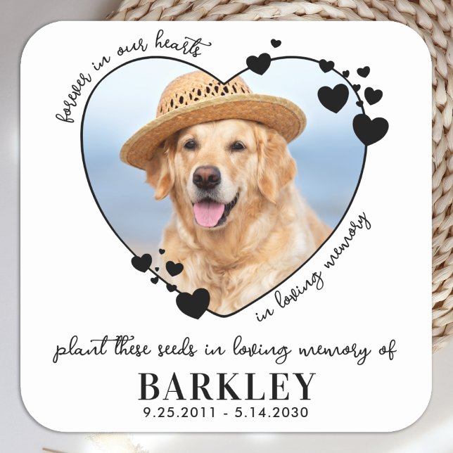 Pet Memorial Seed Packet Heart Custom Dog Photo  Square Sticker (Creator Uploaded)