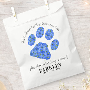 Pet Memorial Seed Packet Paw Print Forget Me Knot Favour Bag