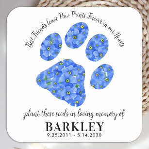 Pet Memorial Seed Packet Paw Print Forget Me Knot  Square Sticker