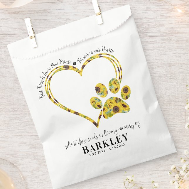 Pet Memorial Seed Packet Paw Print Heart Sunflower Favour Bag (Creator Uploaded)