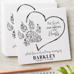 Pet Memorial Seed Packet Paw Print Wildflowers Envelope