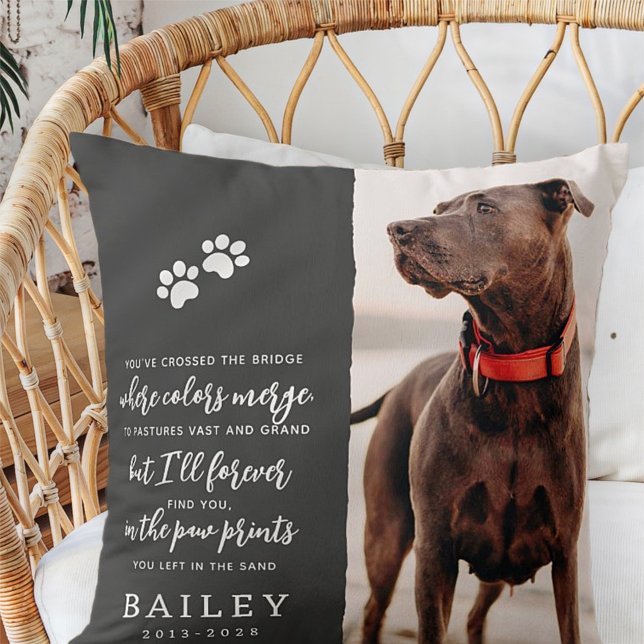 Pet Memorial Simple Modern Chic Poem Photo Cushion (Creator Uploaded)