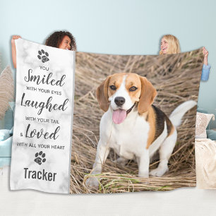 Pet Memorial Smiled Laughed Loved Custom Photo Dog Fleece Blanket