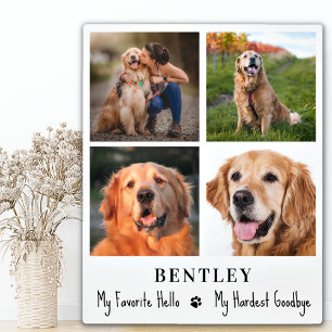 Pet Memorial Sympathy Custom 4 Photo Collage Dog Plaque
