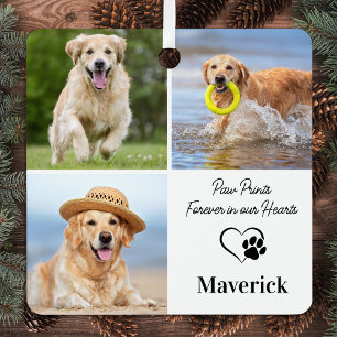 Pet Memorial Sympathy Personalised 3 Photo Collage Metal Tree Decoration