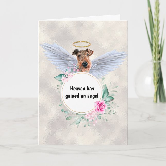 Pet memorial Terrier dog angel wings poem Card (Front)
