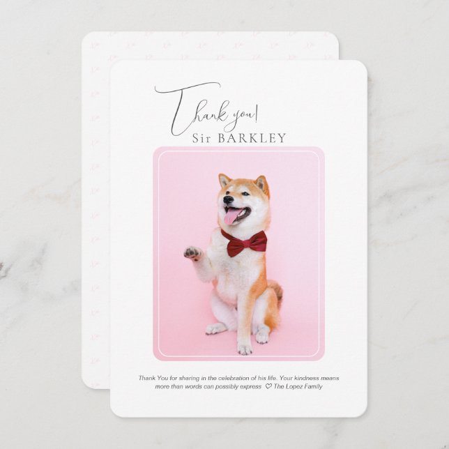 Pet Memorial Thank You Note Card (Front/Back)