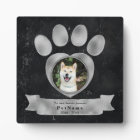 Pet Memorial Tribute Faux Black Marble Silver Paw