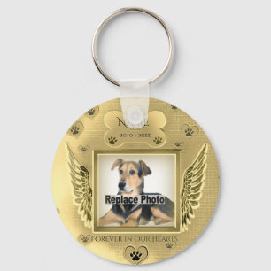 Pet Memorial with Gold Angel Wings Key Ring