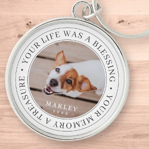 Pet Memorial Your Life a Blessing Modern Photo Key Ring