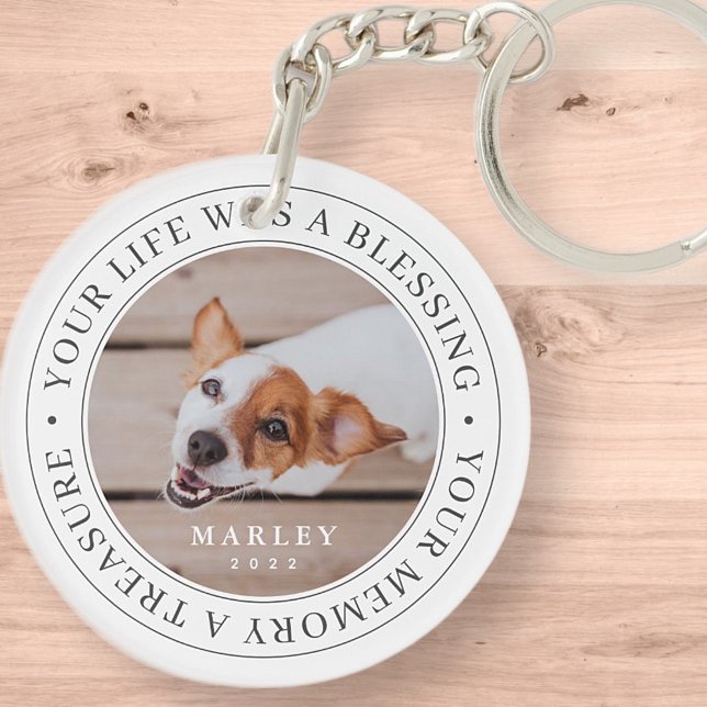 Pet Memorial Your Life a Blessing Modern Photo Key Ring (Creator Uploaded)
