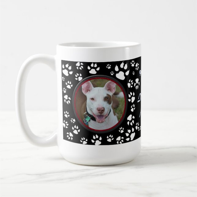 Pet Memorial Your Pet Photos Black Dog Prints Coffee Mug (Left)