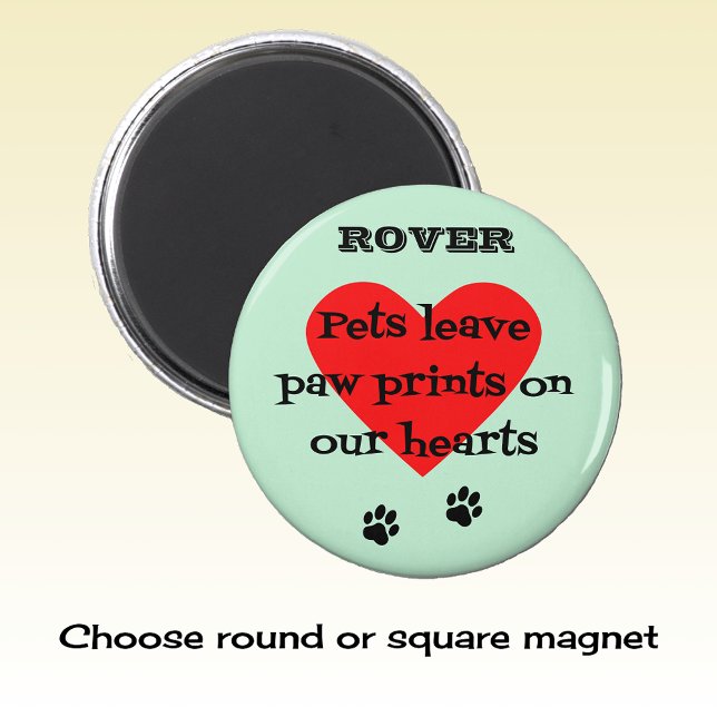 Pet memory custom name paw prints aqua magnet (Creator Uploaded)