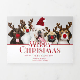Pet Merry Christmas Typography   Photo   Dots Tri-Fold Holiday Card