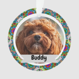 Pet Mom Dog Cat Christmas Custom Dog Photo & Name Ornament