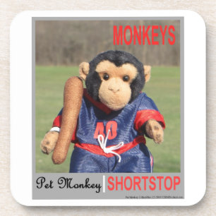 Pet Monkey Baseball Card Coaster Set