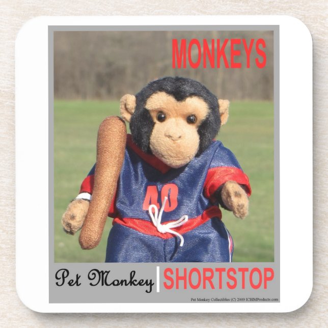 Pet Monkey Baseball Card Coaster Set (Front)