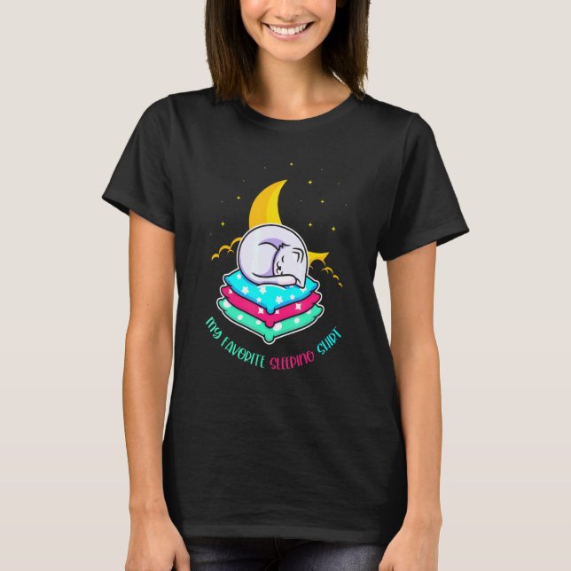 Pet Moon Night Sleepy Napping Sleeping Animal Cat T-Shirt (Front)