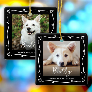 Pet Mum 2 Photo Doodles Heart Favourite Child Blac Ceramic Ornament
