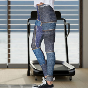 Pet Mum Modern Faux Denim Patcyy Jagged Blue Jeans Leggings
