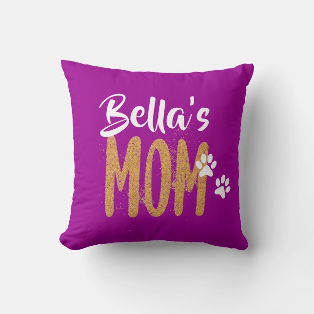 Pet Mum, Your Pet's Name, Gold Glitter  Cushion (Front)