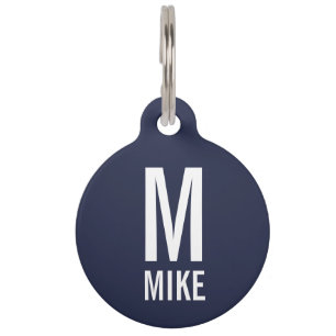 Pet Name and Monogram with Owner's Contact Info Tag