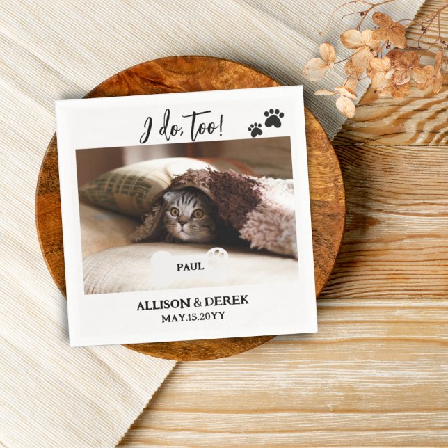 Pet Name Dog Cat Custom Photo Funny Wedding Napkin (Creator Uploaded)