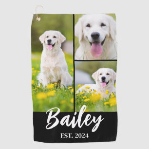 Pet Name Established 3 Photo Gift Golf Towel