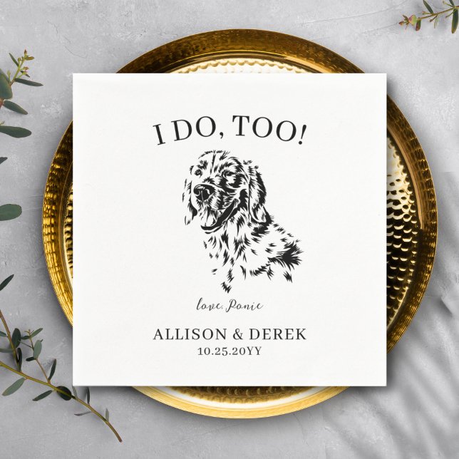 Pet Name Golden Retriever Drawing Dog Wedding  Napkin (Creator Uploaded)