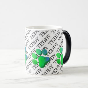 Pet Name Pattern Text Colourful Paws Modern Fun  Magic Mug