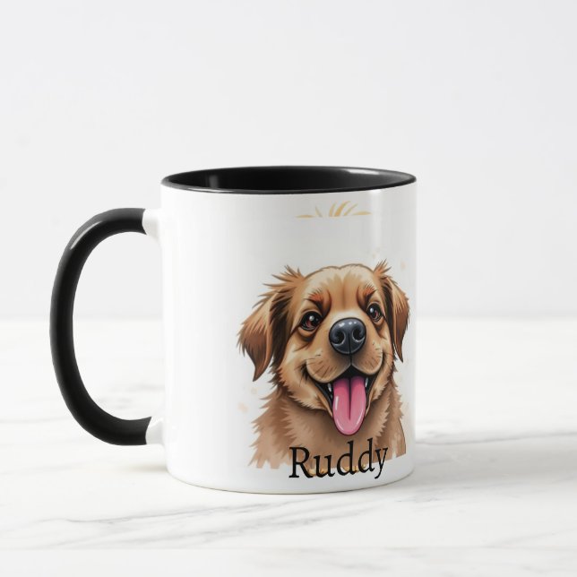 Pet Name Photo Mug Simple Modern Typography (Left)
