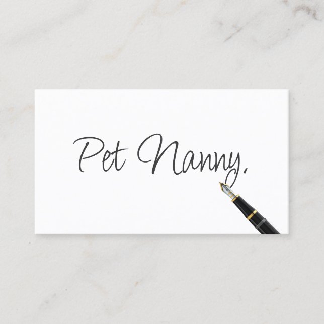 Pet Nanny Elegant Handwriting Script Business Card (Front)