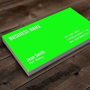 Pet Nanny Plain Neon Green Business Card
