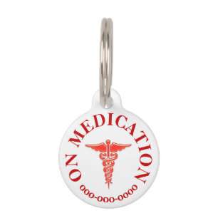 Pet on meds medication alert ICE vet notification Tag