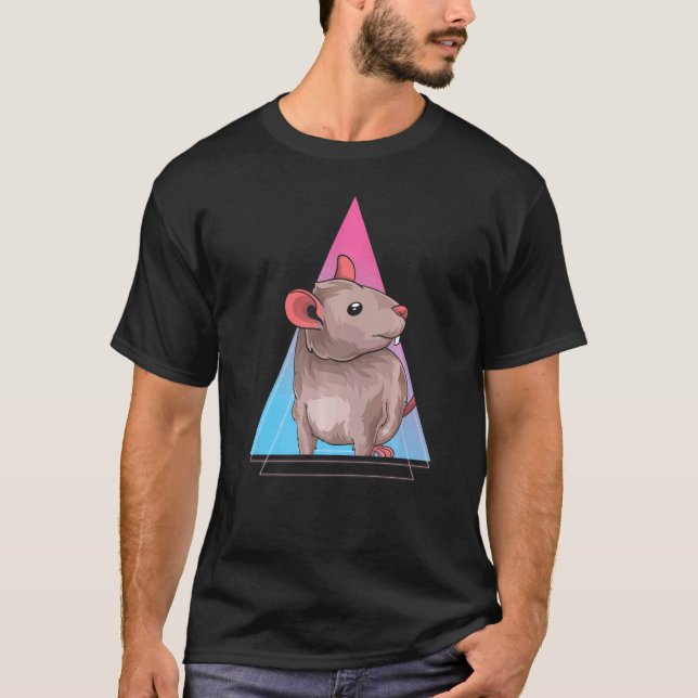 Pet Owner Animal  Rat  80s Vaporwave Rat T-Shirt (Front)