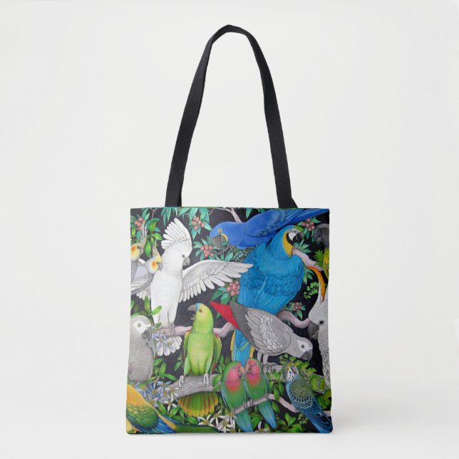 Pet Parrots of the World All Over Tote Bag (Front)