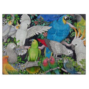 Pet Parrots of the World Cutting Board