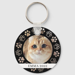 Pet Paw Custom Cat Photo Ceramic Ornament Key Ring