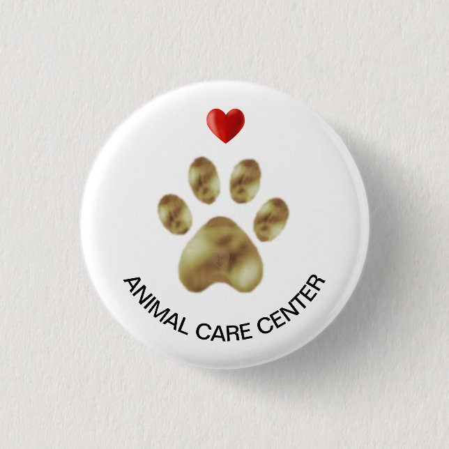 Pet paw & heart animal care centre 3 cm round badge (Front)
