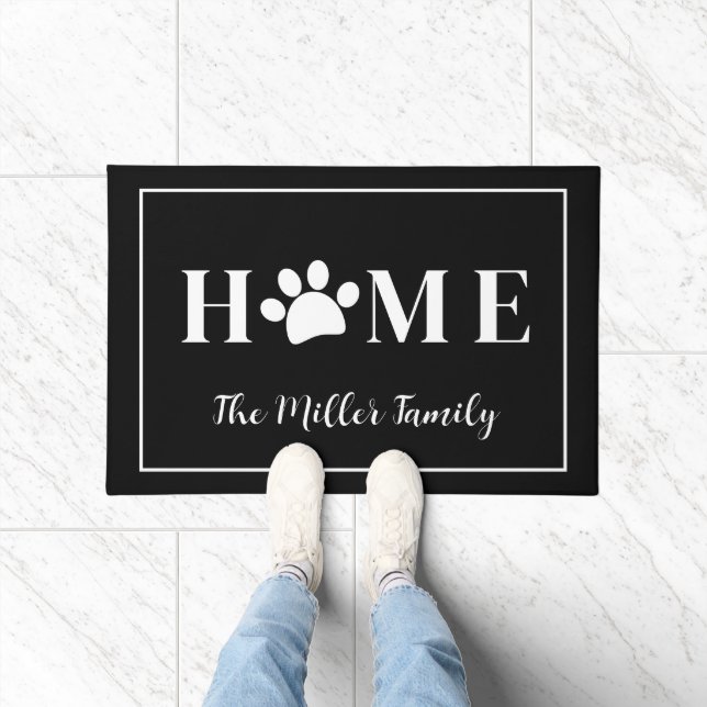 Pet Paw Home with Name Doormat (Indoor)
