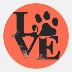 Pet Paw in LOVE Classic Round Sticker