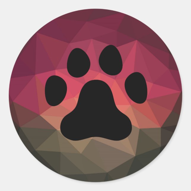 Pet paw in mobern ombre bold colours background classic round sticker (Front)