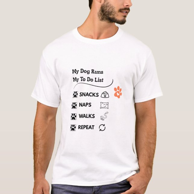 Pet Paw Print Checklist Dog Cat Owner Art T-Shirt (Front)