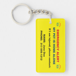 Pet Paw Print Emergency Alert Keychain