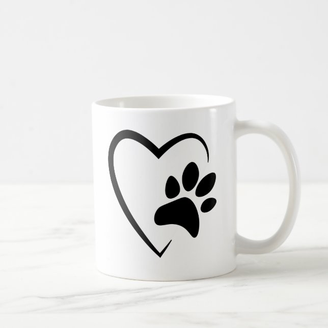 Pet Paw Print Heart Mug (Right)