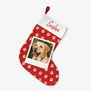 Pet Paw Print Personalised Name and Photo Small Christmas Stocking