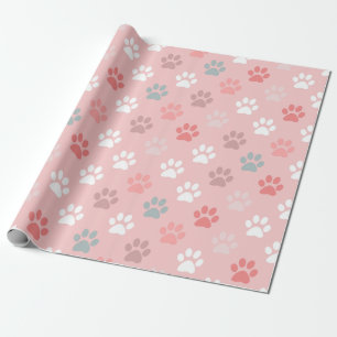 Pet paw print - pink wrapping paper